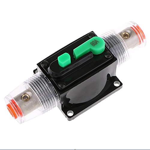 Auto Leistungsschalter,DC 12-48V Wasserdichter Inline Auto Leistungsschalter,Leistungsschutzschalter Auto,Manuellen Reset Schalter Car Audio Sicherung für Car Audio Solar Inverter Systemschutz(80A) von MOTTDAM