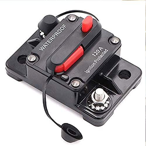 Schutzschalter 50-300A,DC12-48V Sicherungshalter Wasserdicht,Auto Leistungsschutzschalter mit Manueller Reset,Kfz Sicherung für Motor Auto Marine Boat Stereo Audio(120A) von MOTTDAM