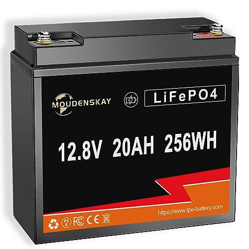 MOUDENSKAY 12V 20Ah LiFePO4 Akku Lithiumbatterie 12V Lithium-Batterie, Lithium-Eisen-Phosphat-Batterie,mit über 3000 Mal Tiefzyklus und BMS Schutz für Notstrombeleuchtung,Solaranlage,Marine usw von MOUDENSKAY