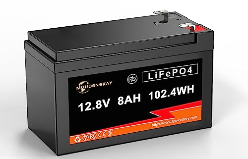 MOUDENSKAY 12V 8Ah LiFePO4 Akku Lithiumbatterie 12V Lithium-Batterie, Lithium-Eisen-Phosphat-Batterie,mit über 2500 Mal Tiefzyklus und BMS Schutz für Notstrombeleuchtung, Solaranlage, Marine usw von MOUDENSKAY