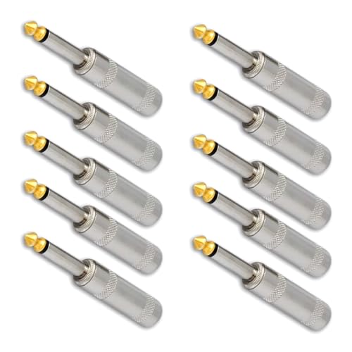 10 x 1/4-Zoll-TS-Stecker auf 1/4-Zoll-Klinkenstecker, Mono-Konverter, Audio-Anschluss RCA auf 1/4-Zoll-Adapter für Mischpult, Verstärker, Subwoofer von MOUDOAUER