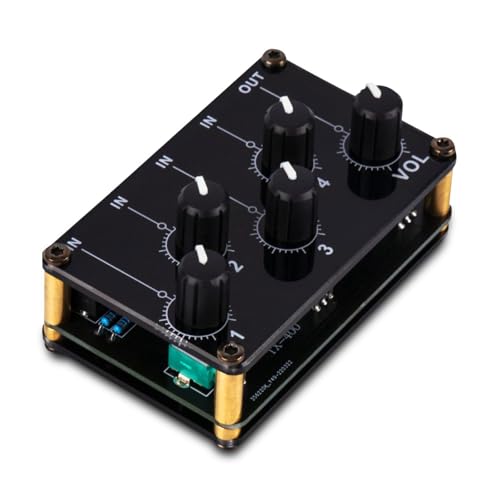 4-in-1-out Sound Mixer Board, Ultra Low-Noise Stereo Line Multi-Device Mixer für Gitarre, Mikrofon, Bass, Digitaltastatur 4-in-1-out Sound Mixer Board, Ultra Low-Noise Stereo Line Multi-Device Mixer für Gitarre, Mikrofon, Bass, Digitaltastatur von MOUDOAUER