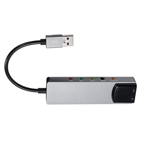 USB 2.0/Mikrofon/Line/SPDIF Soundkarte, Stereo-Soundkartenkonverter, 3,5 mm AUX-Mikrofonanschluss für PC, Laptop, Desktop von MOUDOAUER