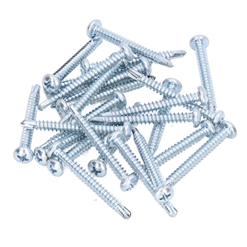 MOUMOUTEN Selbstbohrende Schrauben, 50 Stück 0,2 x 1,5 Zoll Kreuzschlitz-Bohrschrauben, Bohrbolzen aus Kohlenstoffstahl für Möbelreparatur, Hausinstallation (Round head cross drill tail) von MOUMOUTEN