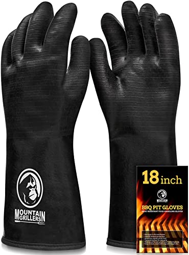 MOUNTAIN GRILLERS Grillhandschuhe, hitzebeständig (bis 500 °C), feuerfest, wasserfest, rutschfest - Ofenhandschuhe, Topfhandschuhe - Zubehör zum Grillen (18) von MOUNTAIN GRILLERS
