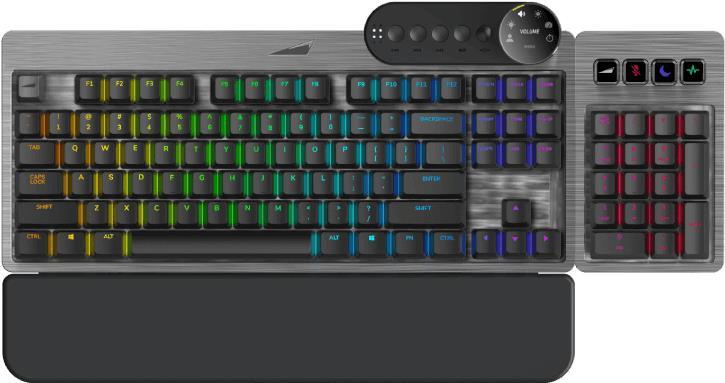 Mountain Everest Max Tastatur USB QWERTZ Deutsch Grau (MG-EVK1G-CO1-DE) von MOUNTAIN