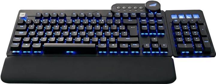 Mountain Everest Max - Tastatur - mit media dock - Hintergrundbeleuchtung - USB-C - AZERTY - Franz�sisch - Tastenschalter: CHERRY MX Red - schwarz (MG-EVK1B-CR1-FR) von MOUNTAIN