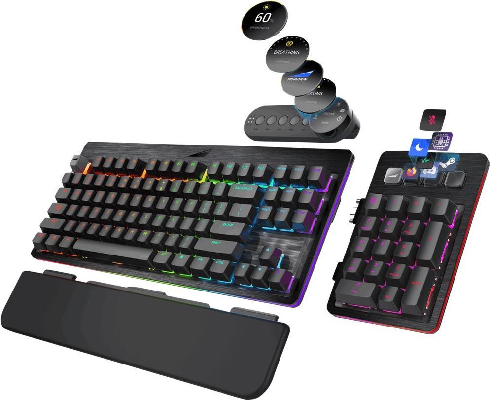 Mountain Everest Max - Tastatur - mit media dock - Hintergrundbeleuchtung - USB-C - QWERTZ - Deutsch - Tastenschalter: CHERRY MX Blue - schwarz (MG-EVK1B-CB1-DE) von MOUNTAIN