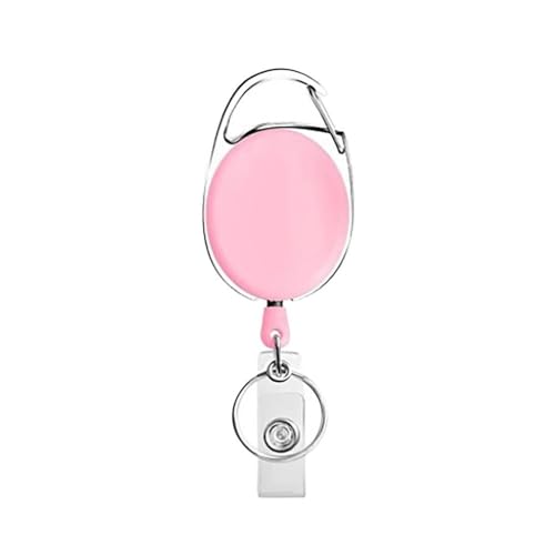 3 x Gürtelseil, Büro-Schlüsselband, Clip, Schlüsselanhänger, Namensschild-Halter, Schlüsselanhänger, Ausweis, Schlüsselanhänger, Kordelspule, einziehbar, Abzeichen (Rosa) von MOVDARL