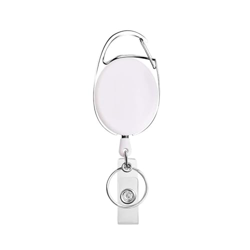 3 x Gürtelseil, Büro-Schlüsselband, Clip, Schlüsselanhänger, Namensschild-Halter, Schlüsselanhänger, Ausweis, Schlüsselanhänger, Kordelspule, einziehbar, Abzeichen (weiß) von MOVDARL
