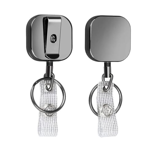 3 x Metall-Schlüsselring-Clip, einziehbarer Zug-Schlüsselanhänger, Kettenrolle, ausziehbare Gürtelrolle, Ausweishalter, Namensschild, Kartenhalter (A) von MOVDARL