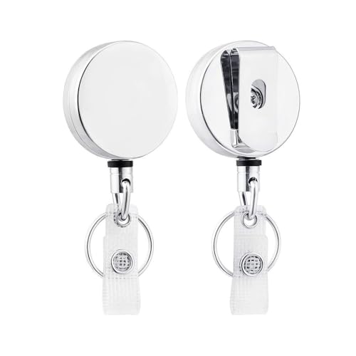 3 x Metall-Schlüsselring-Clip, einziehbarer Zug-Schlüsselanhänger, Kettenrolle, ausziehbare Gürtelrolle, Ausweishalter, Namensschild, Kartenhalter (C) von MOVDARL