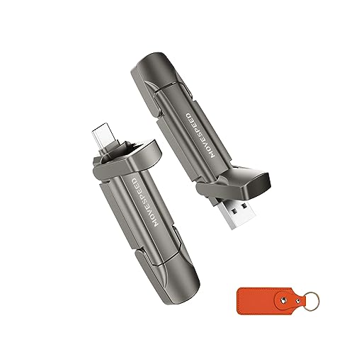 MOVE SPEED 128GB USB C Stick – Hochgeschwindigkeits-USB Stick mit 1.000 MB/s, USB 3.2 Gen2 und Typ-C Dual, Mit Schlüsselanhänger und Ledertasche von MOVE SPEED