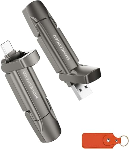 MOVE SPEED 2TB USB C Stick – Hochgeschwindigkeits-USB Stick mit 1.000 MB/s, USB 3.2 Gen2 und Typ-C Dual, Mit Schlüsselanhänger und Ledertasche von MOVE SPEED