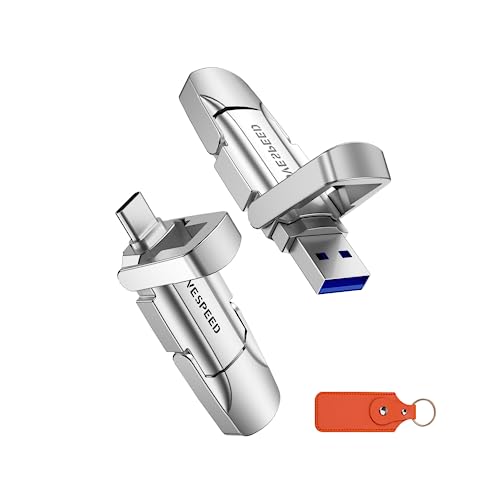 MOVE SPEED 256GB USB Stick 3.2 – Hochgeschwindigkeits-Speicher für Arbeiten & Multimedia – USB-C Gen2, Bis zu 520 MB/s, Einfacher Datentransfer, Mit Ledertasche & Schlüsselanhänger von MOVE SPEED