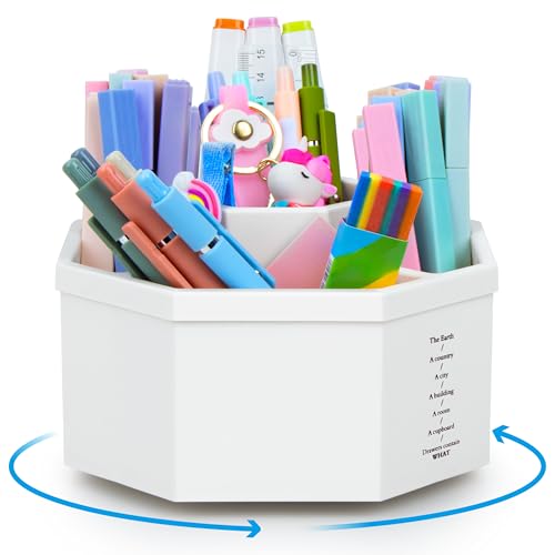 MOWETOO Schreibtisch Organizer - 360° Drehbar Stiftehalter Kinder mit 5 Fächer, Stifte Organizer Weiß für Schreibtisch, Schule, Büro, Familie MOWETOO Schreibtisch Organizer - 360° Drehbar Stiftehalter Kinder mit 5 Fächer, Stifte Organizer Weiß für Schreibtisch, Schule, Büro, Familie von MOWETOO