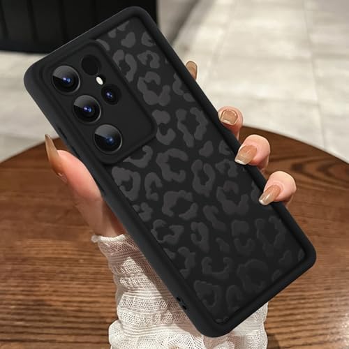 MOWIME Kompatibel mit Samsung Galaxy S25 Ultra Hülle, Gepardendruck, stoßfest, weiche TPU-Schutzhülle für Frauen und Mädchen, schlanke Anti-Kratz-Leoparden-Hülle für Galaxy S25 Ultra 6,9 Zoll, Schwarz von MOWIME