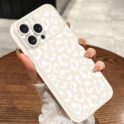 MOWIME Kompatibel mit iPhone 14 Pro Max Hülle, Gepardendruck Stoßfest Weich TPU Schutz Voller Kameralinsenschutz Schlanke Anti-Kratzer Leopard Hülle für iPhone 14 Pro Max 6,7 Zoll, Weiß von MOWIME