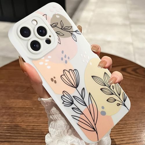 MOWIME Kompatibel mit iPhone 14 Pro Max Hülle, süßes Blumenmuster, stoßfest, weiche TPU-Schutzhülle für Frauen und Mädchen, schlanke Anti-Kratz-Hülle für iPhone 14 Pro Max 6,7 Zoll, Beige von MOWIME