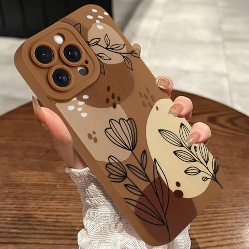 MOWIME Kompatibel mit iPhone 14 Pro Max Hülle, süßes Blumenmuster, stoßfest, weiche TPU-Schutzhülle für Frauen und Mädchen, schlanke Anti-Kratz-Hülle für iPhone 14 Pro Max 6,7 Zoll, Braun von MOWIME