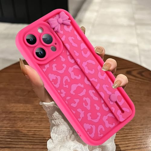 MOWIME Kompatibel mit iPhone 14 Pro Max Hülle mit Band, Upgraded Bow Wrist Strap Gepardendruck, Stoßfeste Weiche TPU Schutzhülle, Slim Leopard Case für iPhone 14 Pro Max 6,7 Zoll, Hot Pink MOWIME Kompatibel mit iPhone 14 Pro Max Hülle mit Band, Upgraded Bow Wrist Strap Gepardendruck, Stoßfeste Weiche TPU Schutzhülle, Slim Leopard Case für iPhone 14 Pro Max 6,7 Zoll, Hot Pink von MOWIME