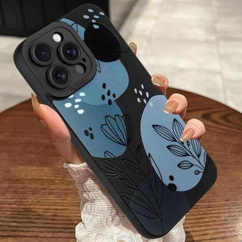 MOWIME Kompatibel mit iPhone 15 Pro Max Hülle, süßes Blumenmuster, stoßfest, weiche TPU-Schutzhülle für Frauen und Mädchen, schlanke Anti-Kratz-Hülle für iPhone 15 Pro Max 6,7 Zoll, Schwarz von MOWIME
