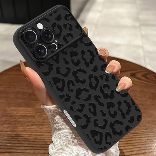 MOWIME Kompatibel mit iPhone 16 Pro Max Hülle, Gepardendruck Stoßfest Weich TPU Schutz Voller Kameralinsenschutz Schlanke Anti-Kratzer Leopard Hülle für iPhone 16 Pro Max 6,9 Zoll Schwarz von MOWIME