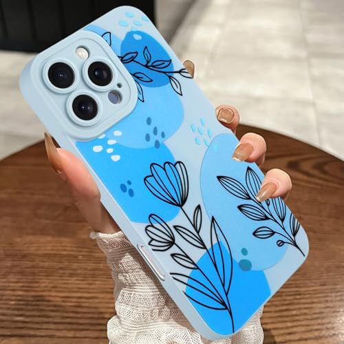 MOWIME Kompatibel mit iPhone 16 Pro Max Hülle, süßes Blumenmuster, stoßfest, weiche TPU-Schutzhülle für Frauen und Mädchen, schlanke Anti-Kratz-Hülle für iPhone 16 Pro Max 6,9 Zoll, Blau von MOWIME