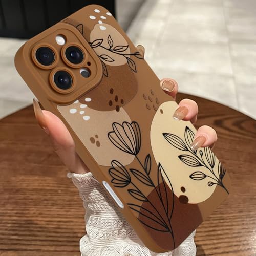 MOWIME Kompatibel mit iPhone 16 Pro Max Hülle, süßes Blumenmuster, stoßfest, weiche TPU-Schutzhülle für Frauen und Mädchen, schlanke Anti-Kratz-Hülle für iPhone 16 Pro Max 6,9 Zoll, Braun von MOWIME