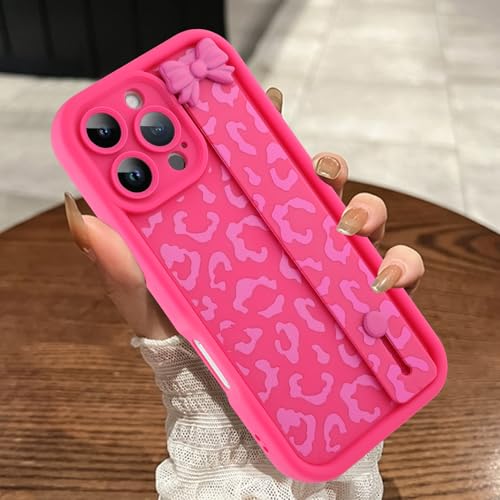MOWIME Kompatibel mit iPhone 16 Pro Max Hülle mit Band, Upgraded Bow Wrist Strap Gepardendruck, Stoßfeste Weiche TPU Schutzhülle, Slim Leopard Case für iPhone 16 Pro Max 6,9 Zoll, Hot Pink MOWIME Kompatibel mit iPhone 16 Pro Max Hülle mit Band, Upgraded Bow Wrist Strap Gepardendruck, Stoßfeste Weiche TPU Schutzhülle, Slim Leopard Case für iPhone 16 Pro Max 6,9 Zoll, Hot Pink von MOWIME