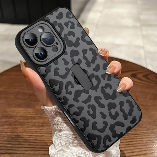 MOWIME Kompatibel mit iPhone 16 Pro Max Hülle mit Fingerband, Gepardendruck Stoßfeste Weiche TPU Schutzhülle für Frauen Mädchen, Schlanke Anti-Kratzer Hülle für iPhone 16 Pro Max 6,9 Zoll, Schwarz von MOWIME