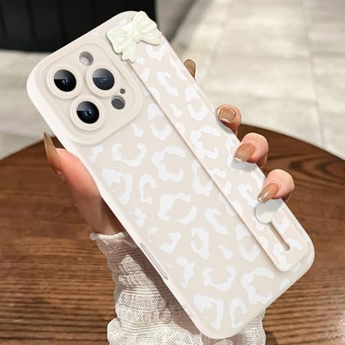 MOWIME Kompatibel mit iPhone 16 Pro Max Hülle mit Schleife,Leopard Gepard Stoßfest Weich TPU Schutzhülle für Frauen Mädchen Slim Anti-Kratzer Hülle für iPhone 16 Pro Max 6,9 Zoll, Weiß von MOWIME