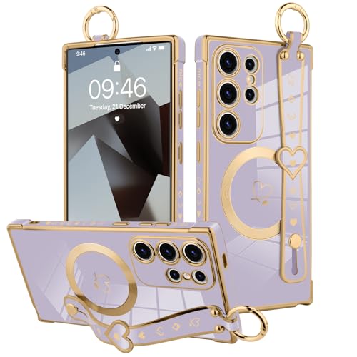 MOWIME Magnetische Schutzhülle für Samsung Galaxy S25 Ultra, mit Handschlaufe, für Frauen und Mädchen, niedliches Liebesherz-Muster, glitzernd, verstellbares Armband, Ständer, stoßfeste Schutzhülle MOWIME Magnetische Schutzhülle für Samsung Galaxy S25 Ultra, mit Handschlaufe, für Frauen und Mädchen, niedliches Liebesherz-Muster, glitzernd, verstellbares Armband, Ständer, stoßfeste Schutzhülle von MOWIME