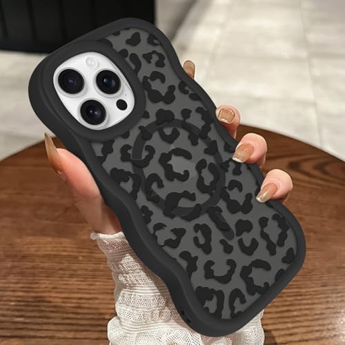 MOWIME Magnetische Schutzhülle für iPhone 15 Pro Max, kompatibel mit Magsafe, Gepardendruck, stoßfest, schlanker Wellenrand, durchscheinend, matt, Schutzhülle für iPhone 15 Pro Max, Schwarz MOWIME Magnetische Schutzhülle für iPhone 15 Pro Max, kompatibel mit Magsafe, Gepardendruck, stoßfest, schlanker Wellenrand, durchscheinend, matt, Schutzhülle für iPhone 15 Pro Max, Schwarz von MOWIME