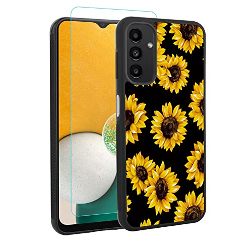 MOWIME Sunflower Hülle Kompatibel mit Samsung Galaxy A14 5G mit Displayschutzfolie - Gelbe Sonnenblume Samsung A14 5G Hülle Blumendruck - Vintage Blumen Sonnenblumen für Galaxy A14 5G - Sonnenblume von MOWIME