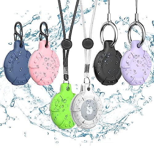 [6 Stück] Wasserdichter Airtag-Halter, MOWYEOK Hülle aus Harte TPU+PC mit Karabiner Ring & Schlüsselband, wasserdichte und Kratzfeste Rundum-Schutzhülle, Für Apple AirTags Schlüsselanhänger-Hülle von MOWYEOK