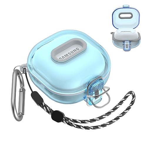 Kopfhöre Hülle für Samsung, Kompatibel mit Samsung Galaxy Buds Pro/Galaxy Buds Live/Galaxy Buds 2/Galaxy Buds2 Pro Case,Tragbares Sicherheitsschloss Hülle mit Karabiner/Lanyard - Blau von MOWYEOK