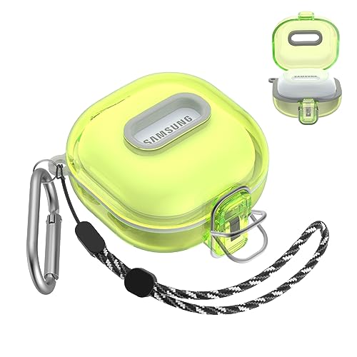 Kopfhöre Hülle für Samsung, Kompatibel mit Samsung Galaxy Buds Pro/Galaxy Buds Live/Galaxy Buds 2/Galaxy Buds2 Pro Case,Tragbares Sicherheitsschloss Hülle mit Karabiner/Lanyard - Gelb von MOWYEOK