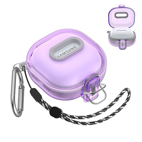 Kopfhöre Hülle für Samsung, Kompatibel mit Samsung Galaxy Buds Pro/Galaxy Buds Live/Galaxy Buds 2/Galaxy Buds2 Pro Case,Tragbares Sicherheitsschloss Hülle mit Karabiner/Lanyard - Lila von MOWYEOK