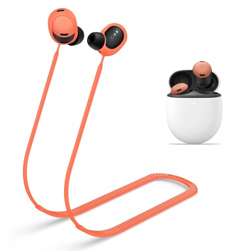 MOWYEOK Anti-Lost Strap für Kopfhörer, kompatibel mit Google Pixel Buds Pro Ohrhörer,weiches Silikon Anti Lost Lanyard, geeignet für Outdoor Sportarten, Laufen,Fitness - Orange von MOWYEOK