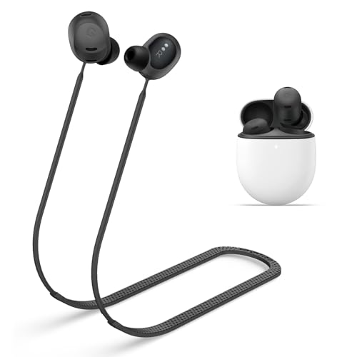 MOWYEOK Anti-Lost Strap für Kopfhörer, kompatibel mit Google Pixel Buds Pro Ohrhörer,weiches Silikon Anti Lost Lanyard, geeignet für Outdoor Sportarten, Laufen,Fitness - Schwarz von MOWYEOK