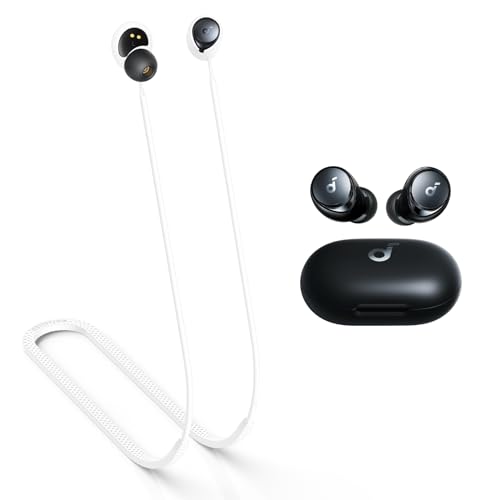 MOWYEOK Anti Verlust Strap für Kopfhörer, kompatibel mit Anker Soundcore Space A40 Ohrhörer,weiches Silikon Anti Lost Lanyard, geeignet für Outdoor Sportarten, Laufen,Fitness - Weiß von MOWYEOK