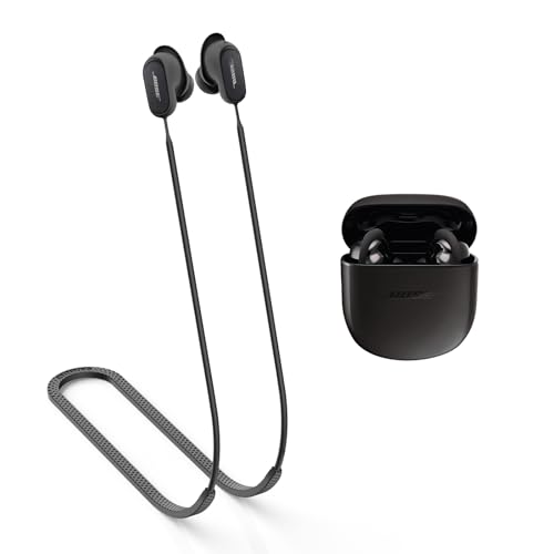 MOWYEOK Anti Verlust Strap für Kopfhörer, kompatibel mit Bose QuietComfort Earbuds II Ohrhörer,Weiches Silikon Anti Lost Lanyard,geeignet für Outdoor Sportarten, Laufen,Fitness - Schwarz von MOWYEOK