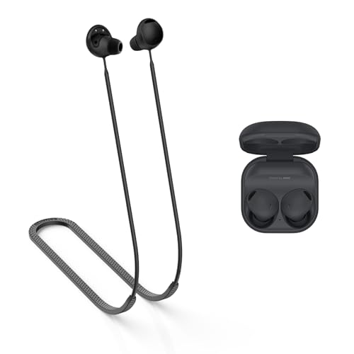 MOWYEOK Anti Verlust Strap für Kopfhörer, kompatibel mit Samsung Galaxy Buds 2 Pro Ohrhörer,Weiches Silikon Anti Lost Lanyard,geeignet für Outdoor Sportarten, Laufen,Fitness - Schwarz von MOWYEOK