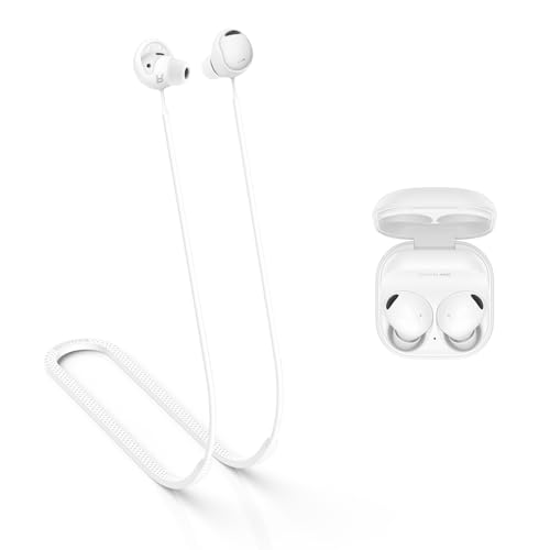 MOWYEOK Anti Verlust Strap für Kopfhörer, kompatibel mit Samsung Galaxy Buds 2 Pro Ohrhörer,Weiches Silikon Anti Lost Lanyard,geeignet für Outdoor Sportarten, Laufen,Fitness - Weiß von MOWYEOK