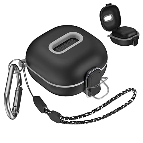 MOWYEOK Kopfhöre Hülle für Samsung, Kompatibel mit Samsung Galaxy Buds Pro/Galaxy Buds Live/Galaxy Buds 2/Galaxy Buds2 Pro Case,Tragbares Sicherheitsschloss Hülle mit Karabiner/Lanyard - Schwarz von MOWYEOK