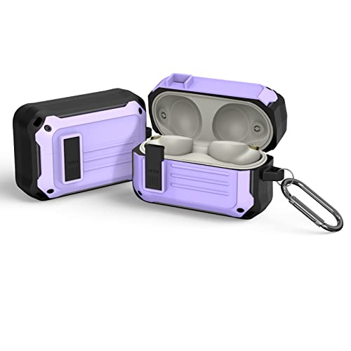 MOWYEOK Kopfhörer Hülle für Sony, Kompatibel mit Sony WF-1000XM4 Ladekoffer-Abdeckung, Tragbare Sicherheitsschloss Abdeckung, Kratzfester und Stoßfester Gürtelkarabiner - Violett von MOWYEOK