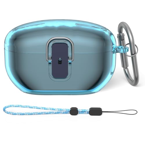 Schutzhülle für WF-1000XM5, MOWYEOK Weiches, transparentes TPU Sicherheitsschloss Gehäuse, Speziell für die Sony WF-1000XM5 Ohrhörer entwickelt, mit Karabiner und Trageband（Blau） von MOWYEOK