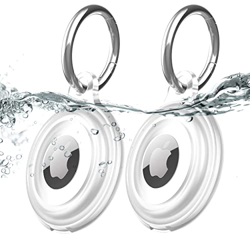 Wasserdichte AirTag-Halterung, MOZOTER transparente AirTag-Hülle mit AirTag-Schlüsselanhänger, kratzfest, IPX8 AirTag wasserdichte Hülle für Gepäck, Ganzkörper-stoßfest (Transparenz), 2 Stück von MOZOTER