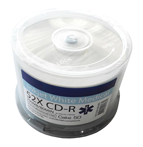 Bedruckbare Archival CD-Rohlinge 80min/700MB Medical CD-R Inkjet Printable Weiß - 50er Cake-Box von MP-Pro